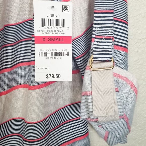 Charter Club Women's Linen Blend Striped Top - XS - Picture 5 of 6